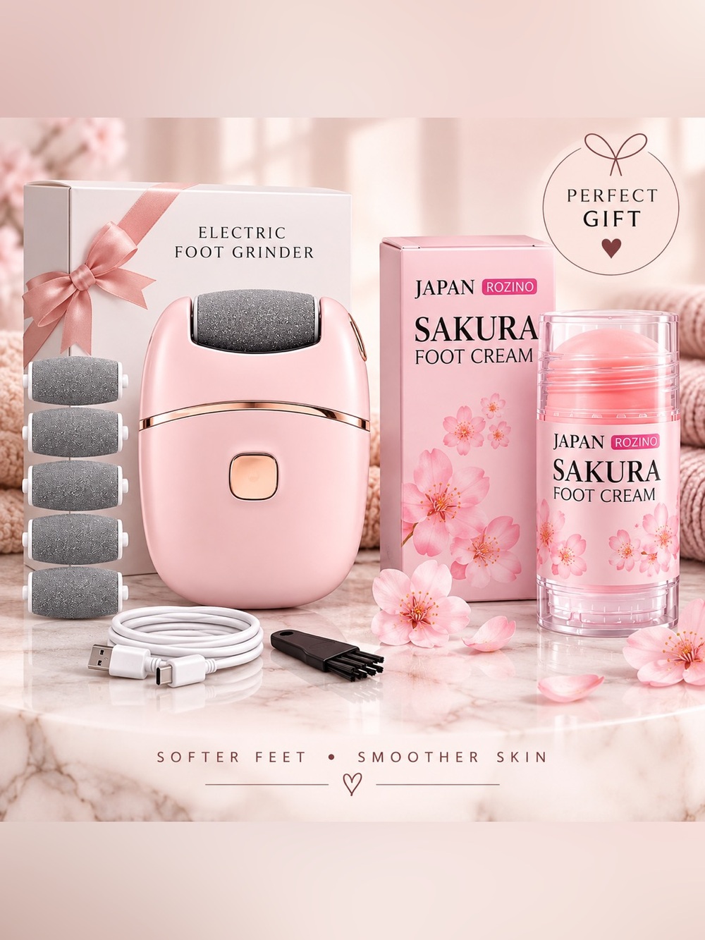 NWB Pink Electric Foot Grinder come with Foot Cream